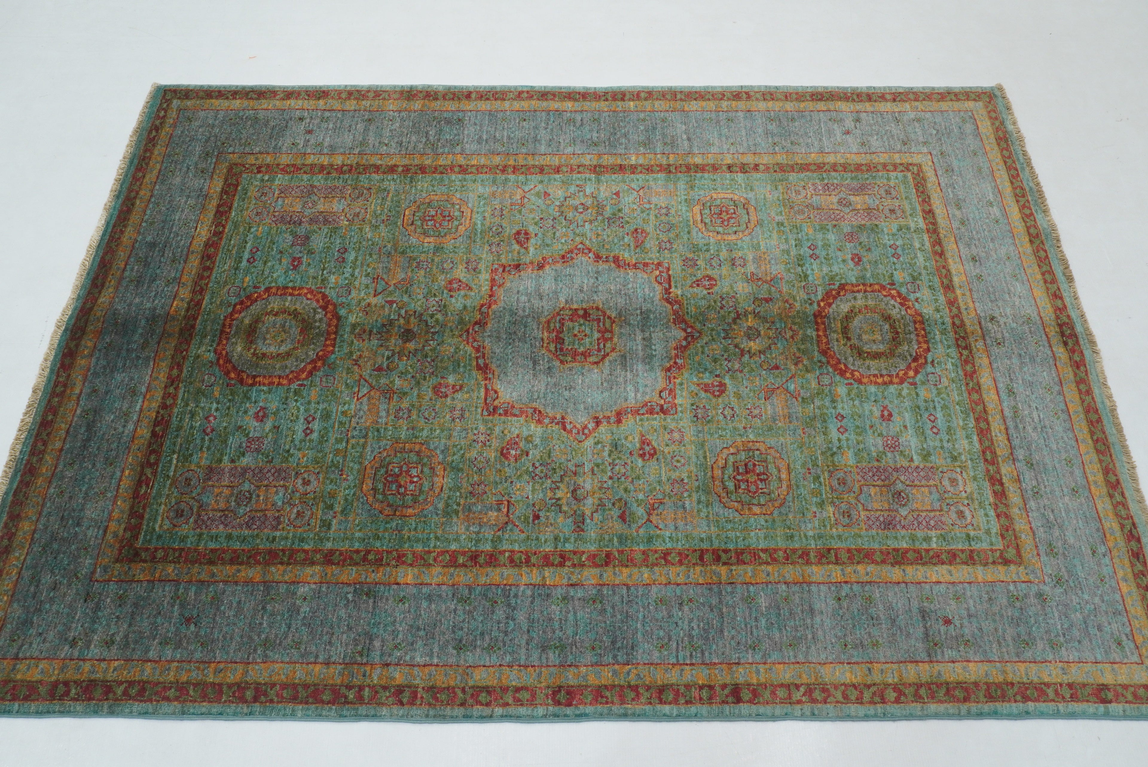 4x6 Blue Mamluk Turkish Hand Knotted Medallion Rug - Yildiz Rugs