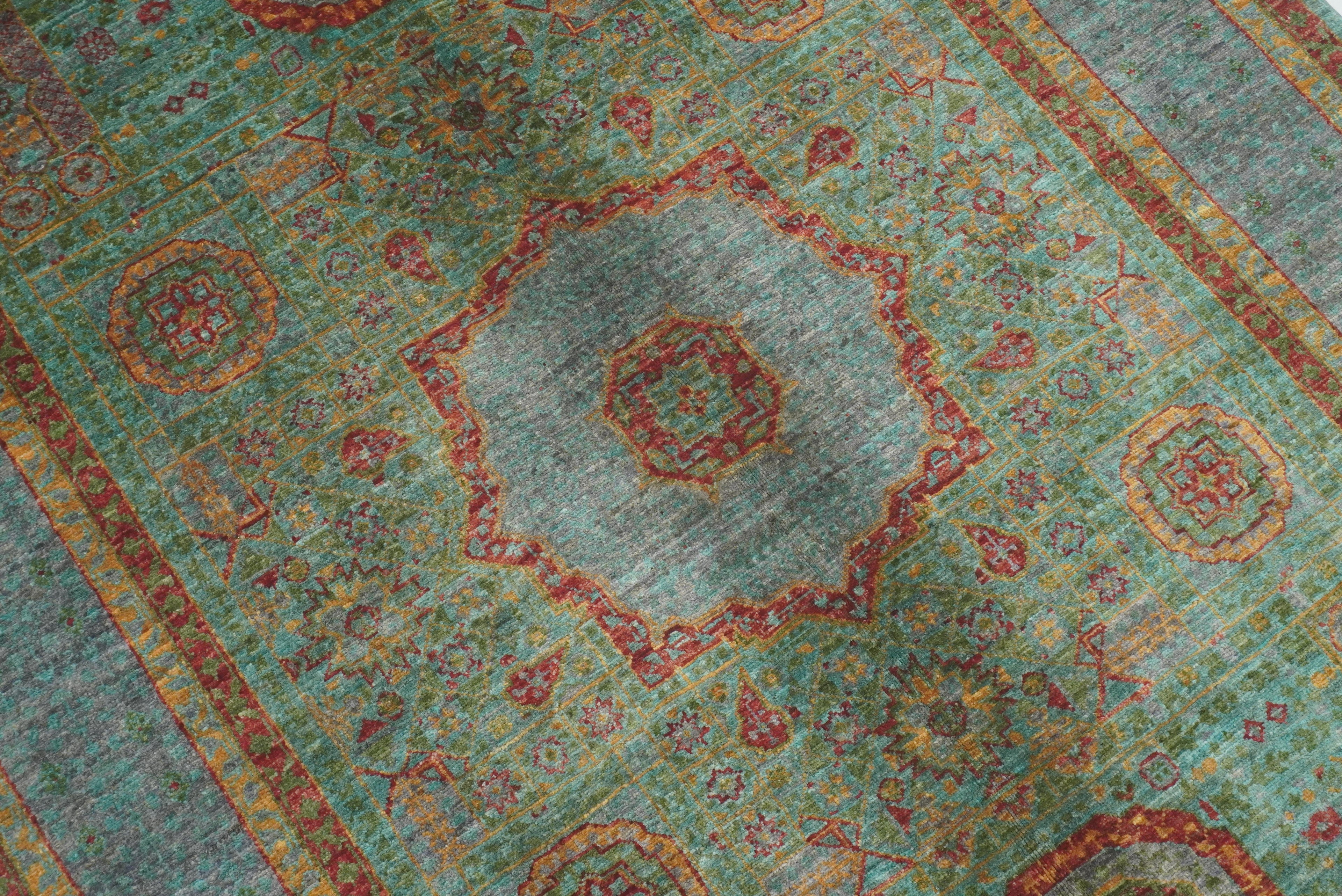 4x6 Blue Mamluk Turkish Hand Knotted Medallion Rug - Yildiz Rugs