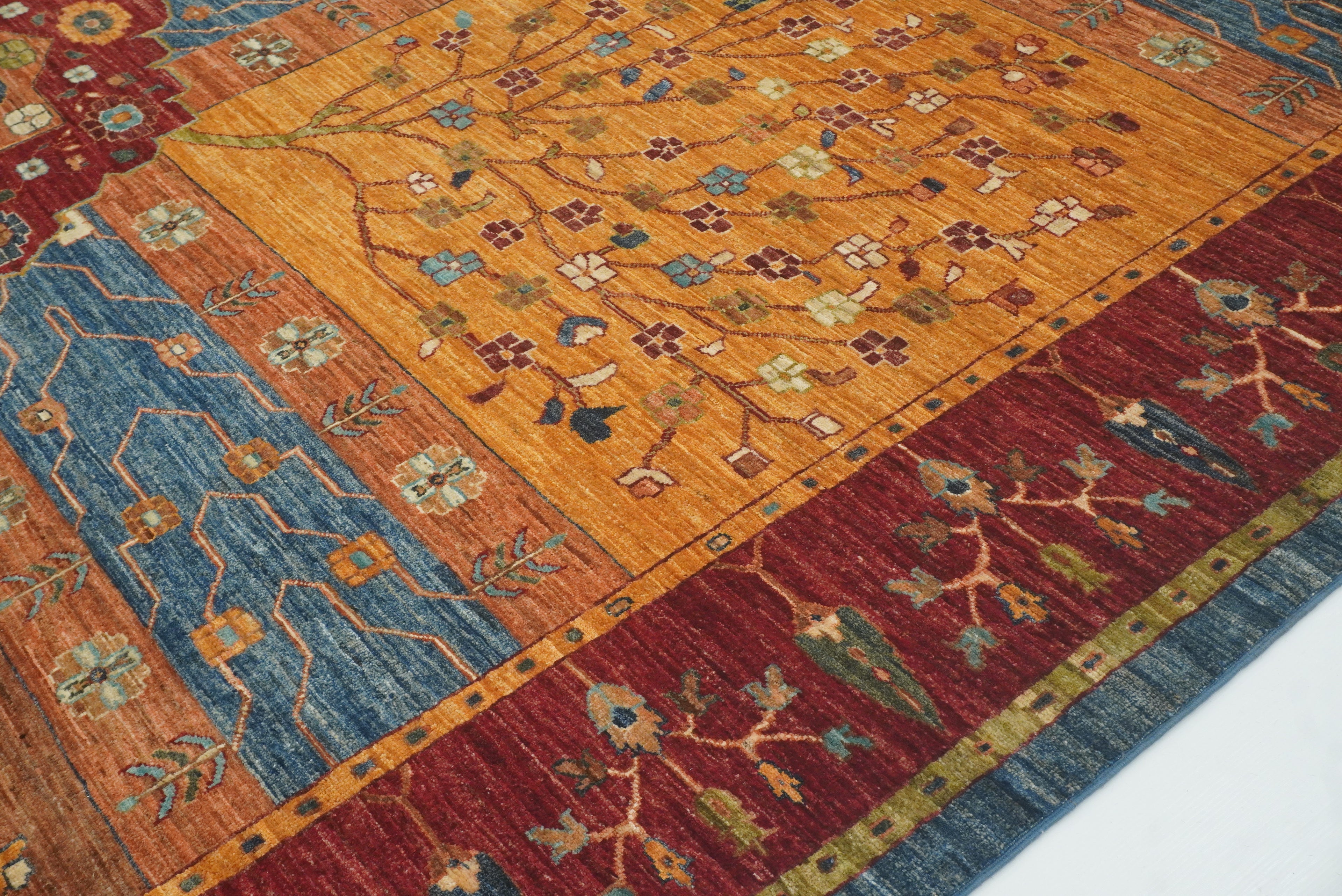 10x13 Afghan Bakhtiari Multicolor Hand-Knotted Oriental Rug - Yildiz Rugs