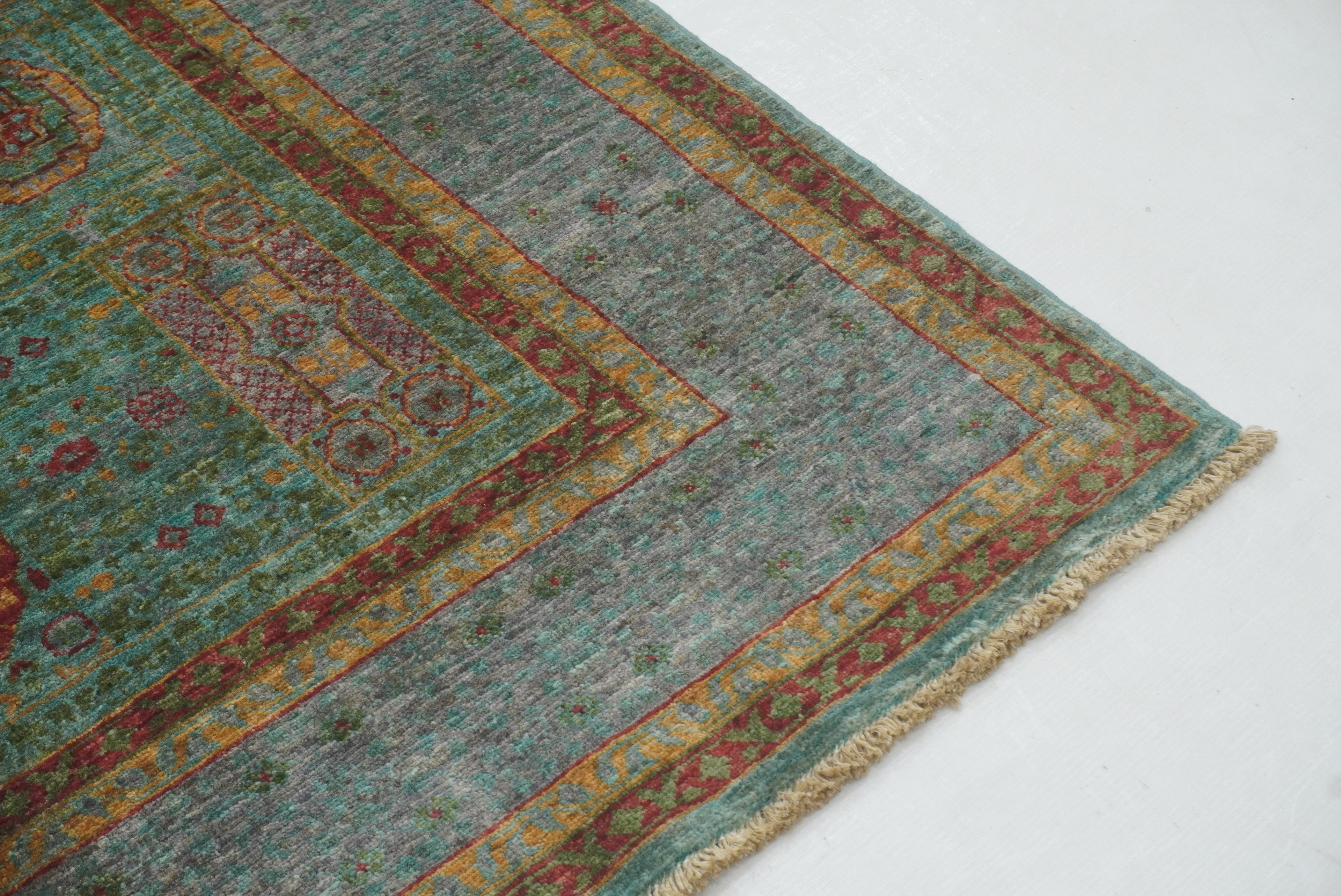 4x6 Blue Mamluk Turkish Hand Knotted Medallion Rug - Yildiz Rugs