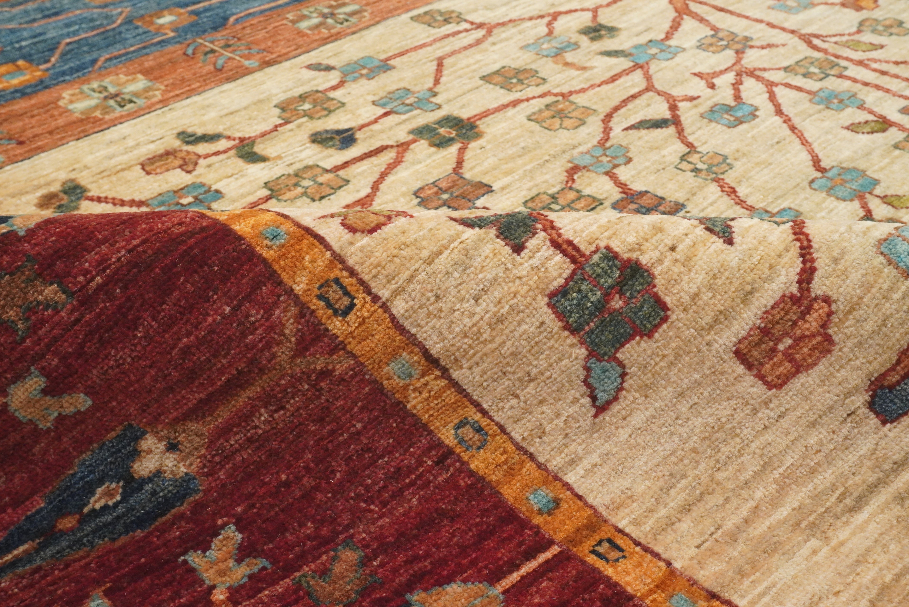 10x13 Afghan Bakhtiari Multicolor Hand-Knotted Oriental Rug - Yildiz Rugs