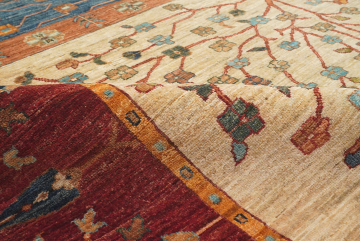 10x13 Afghan Bakhtiari Multicolor Hand-Knotted Oriental Rug - Yildiz Rugs