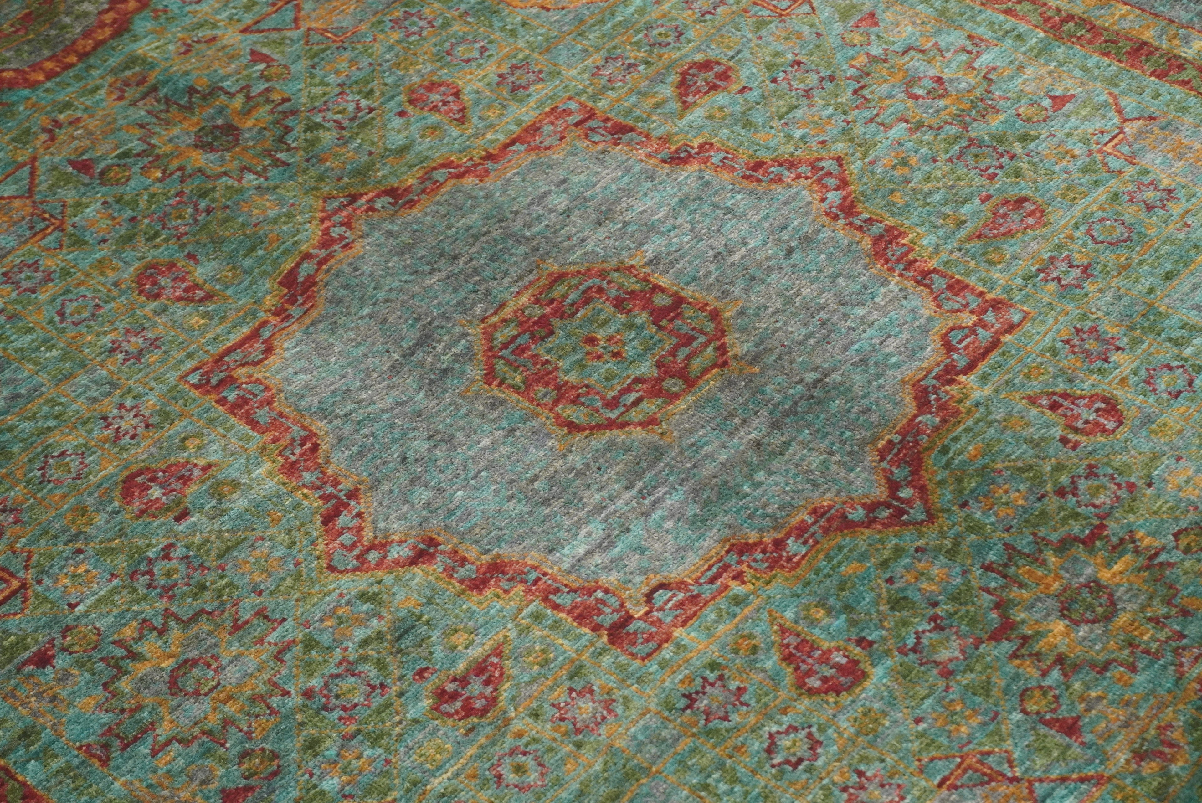 4x6 Blue Mamluk Turkish Hand Knotted Medallion Rug - Yildiz Rugs