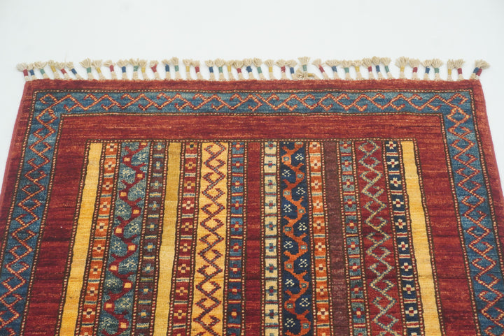 3x4 Red Turkish Style Hand knotted Wool Rug - Yildiz Rugs