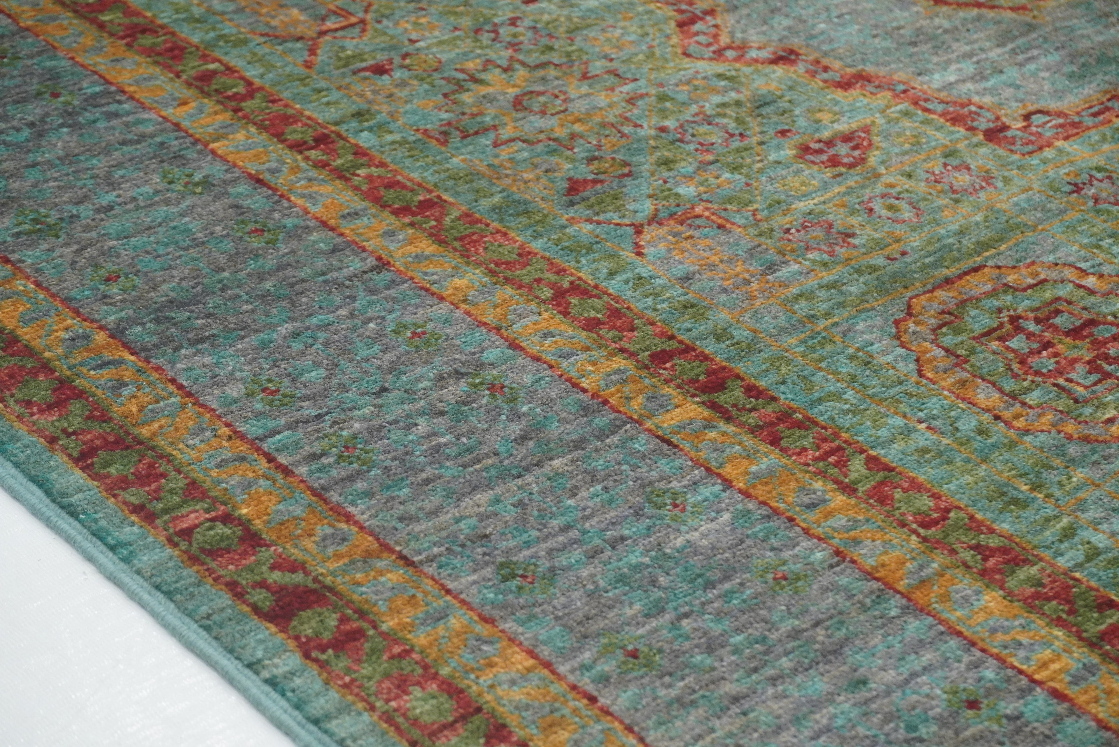 4x6 Blue Mamluk Turkish Hand Knotted Medallion Rug - Yildiz Rugs