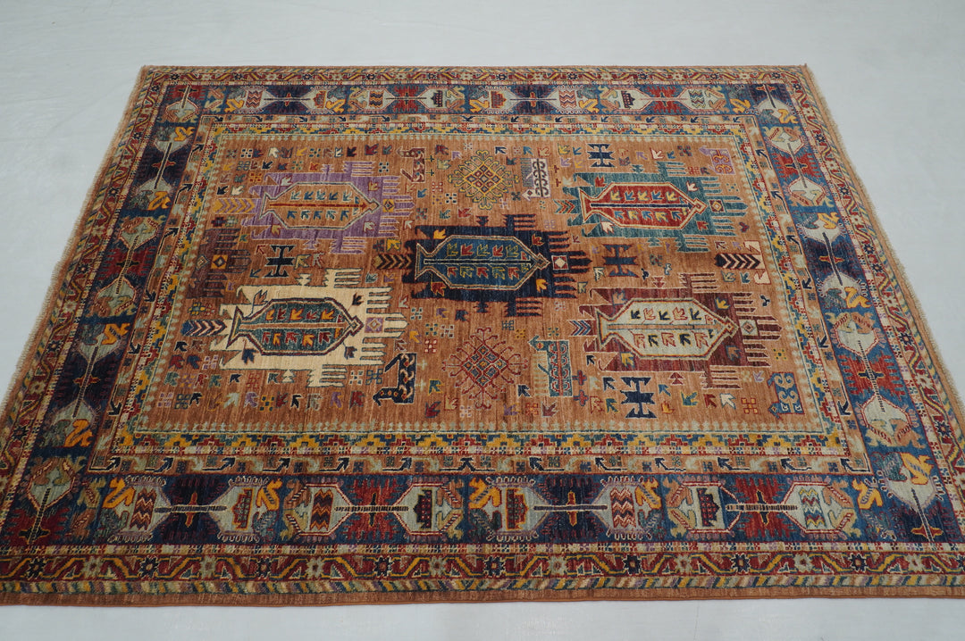 5x7 Brown Baluch Afghan Samarkand Hand knotted Tribal Rug