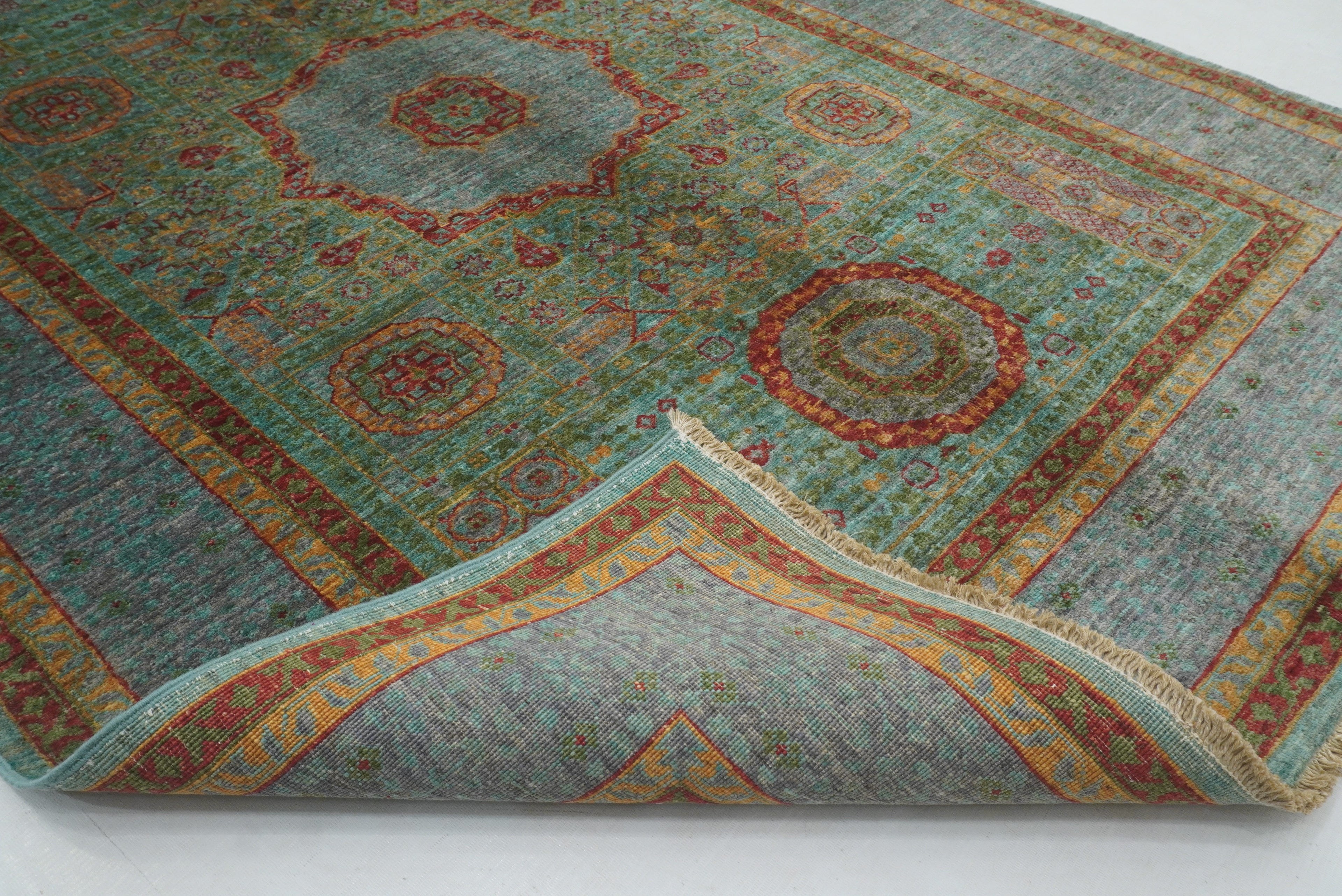 4x6 Blue Mamluk Turkish Hand Knotted Medallion Rug - Yildiz Rugs