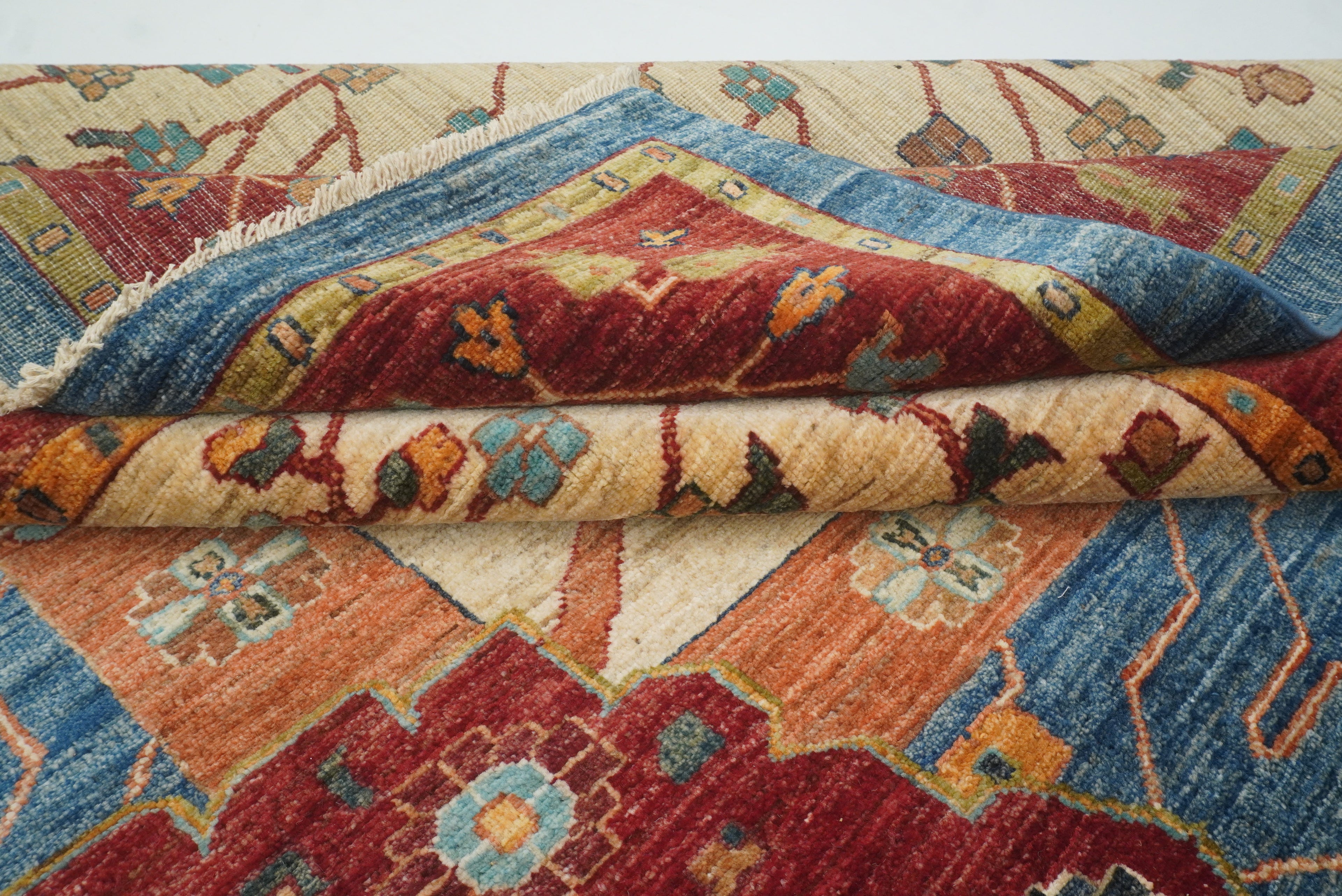 10x13 Afghan Bakhtiari Multicolor Hand-Knotted Oriental Rug - Yildiz Rugs