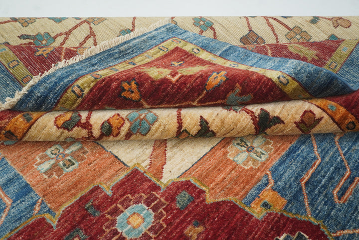 10x13 Afghan Bakhtiari Multicolor Hand-Knotted Oriental Rug - Yildiz Rugs