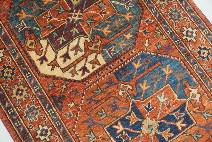 3x4 Red Ersari Hand Knotted Afghan Wool Oriental Rug - Yildiz Rugs