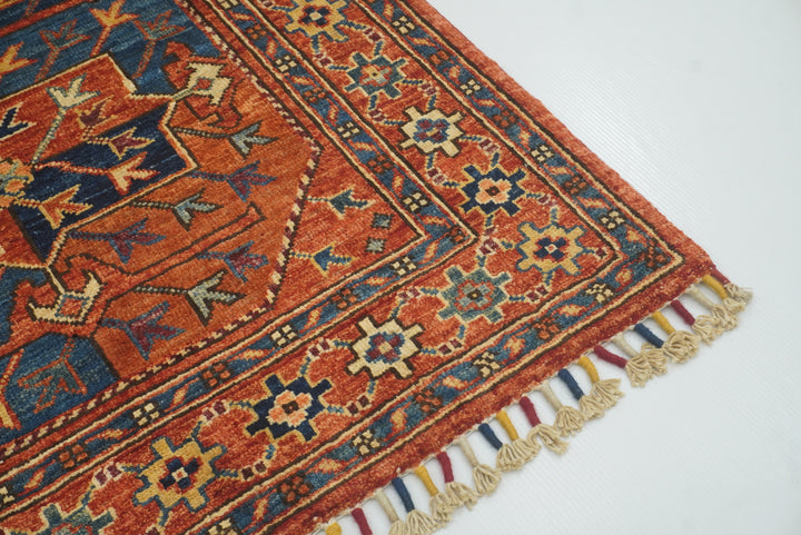 3x4 Red Ersari Hand Knotted Afghan Wool Oriental Rug - Yildiz Rugs