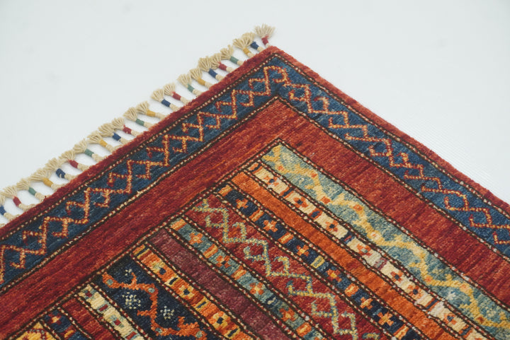 3x4 Red Turkish Style Hand knotted Wool Rug - Yildiz Rugs