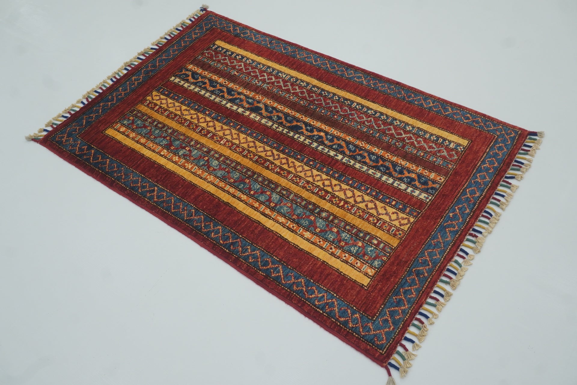 3x4 Red Turkish Style Hand knotted Wool Rug - Yildiz Rugs