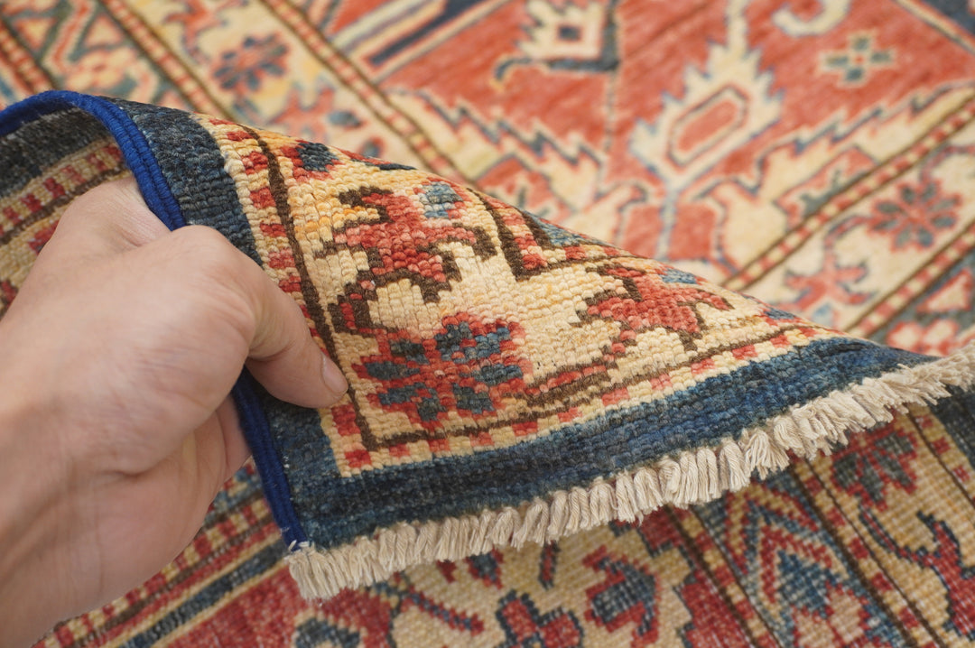 8x10 Deep Navy Blue Kazak Vintage Afghan Hand knotted Oriental Rug