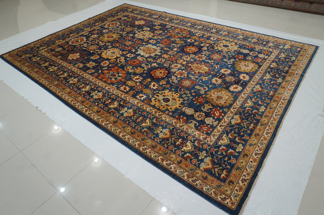 9x12 Navy Blue Bidjar Harshang Afghan Oriental Rug