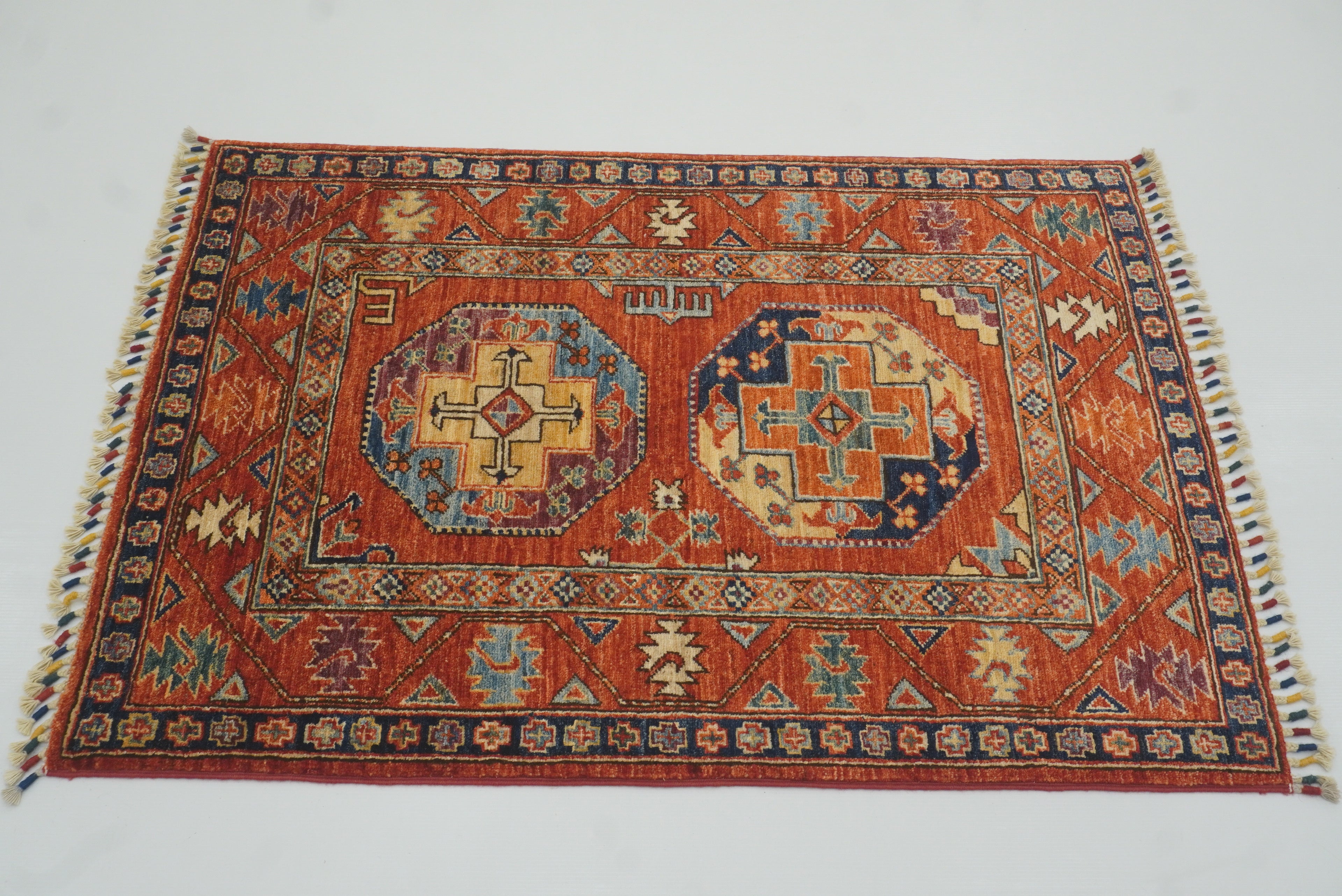 3x4 Red Ersari Hand Knotted Afghan Wool Oriental Rug - Yildiz Rugs