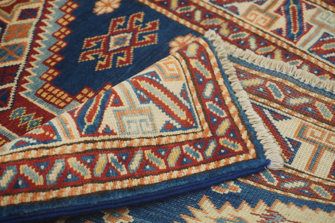 3 x 10 Ft Navy Blue Afghan Kazak Hand knotted Wool Runner Rug