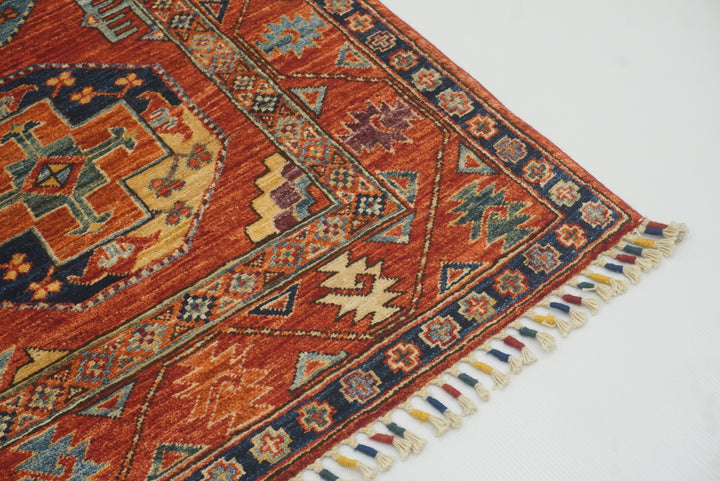 3x4 Red Ersari Hand Knotted Afghan Wool Oriental Rug - Yildiz Rugs