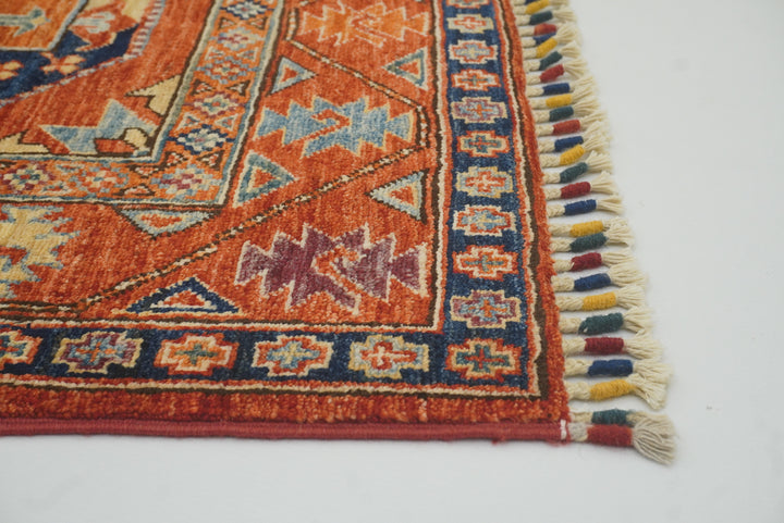 3x4 Red Ersari Hand Knotted Afghan Wool Oriental Rug - Yildiz Rugs