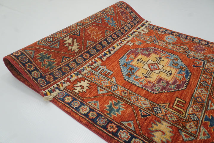 3x4 Red Ersari Hand Knotted Afghan Wool Oriental Rug - Yildiz Rugs