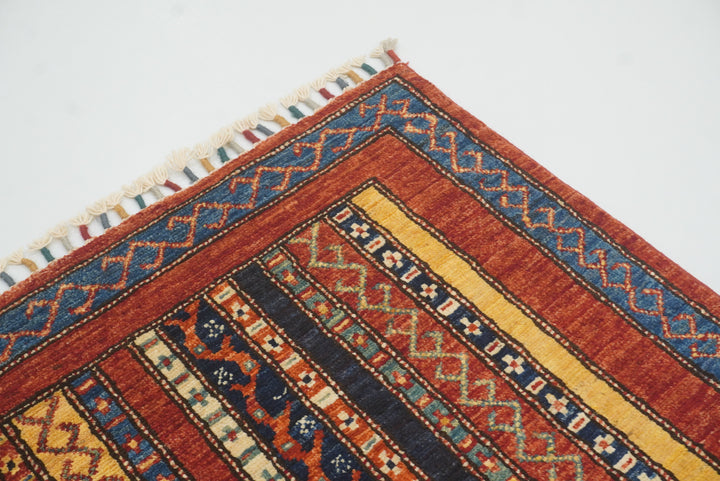 3x4 Red Turkish Style Hand knotted Wool Rug - Yildiz Rugs