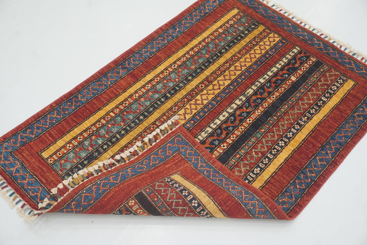 3x4 Red Turkish Style Hand knotted Wool Rug - Yildiz Rugs
