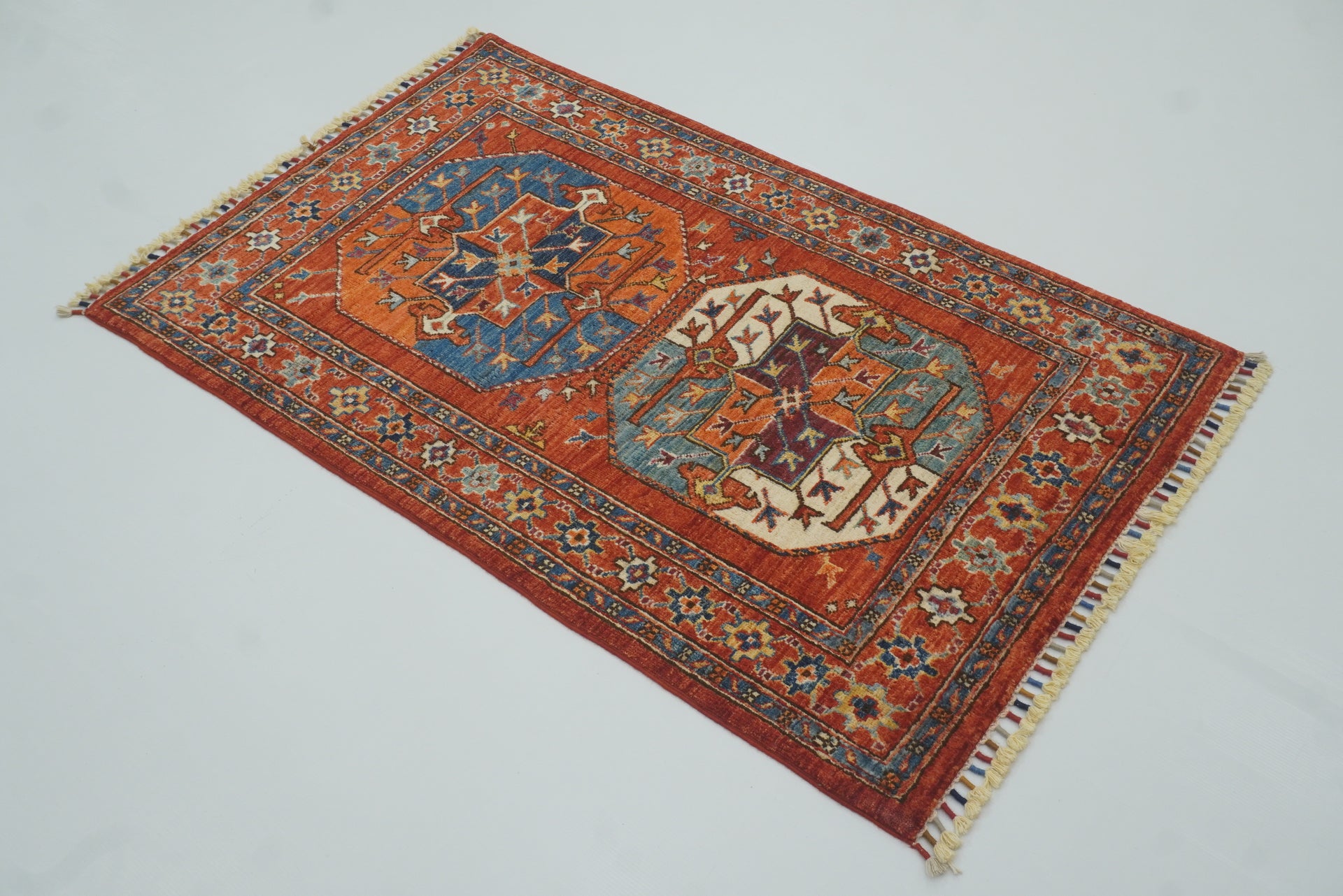 3x4 Red Ersari Hand Knotted Afghan Wool Oriental Rug - Yildiz Rugs