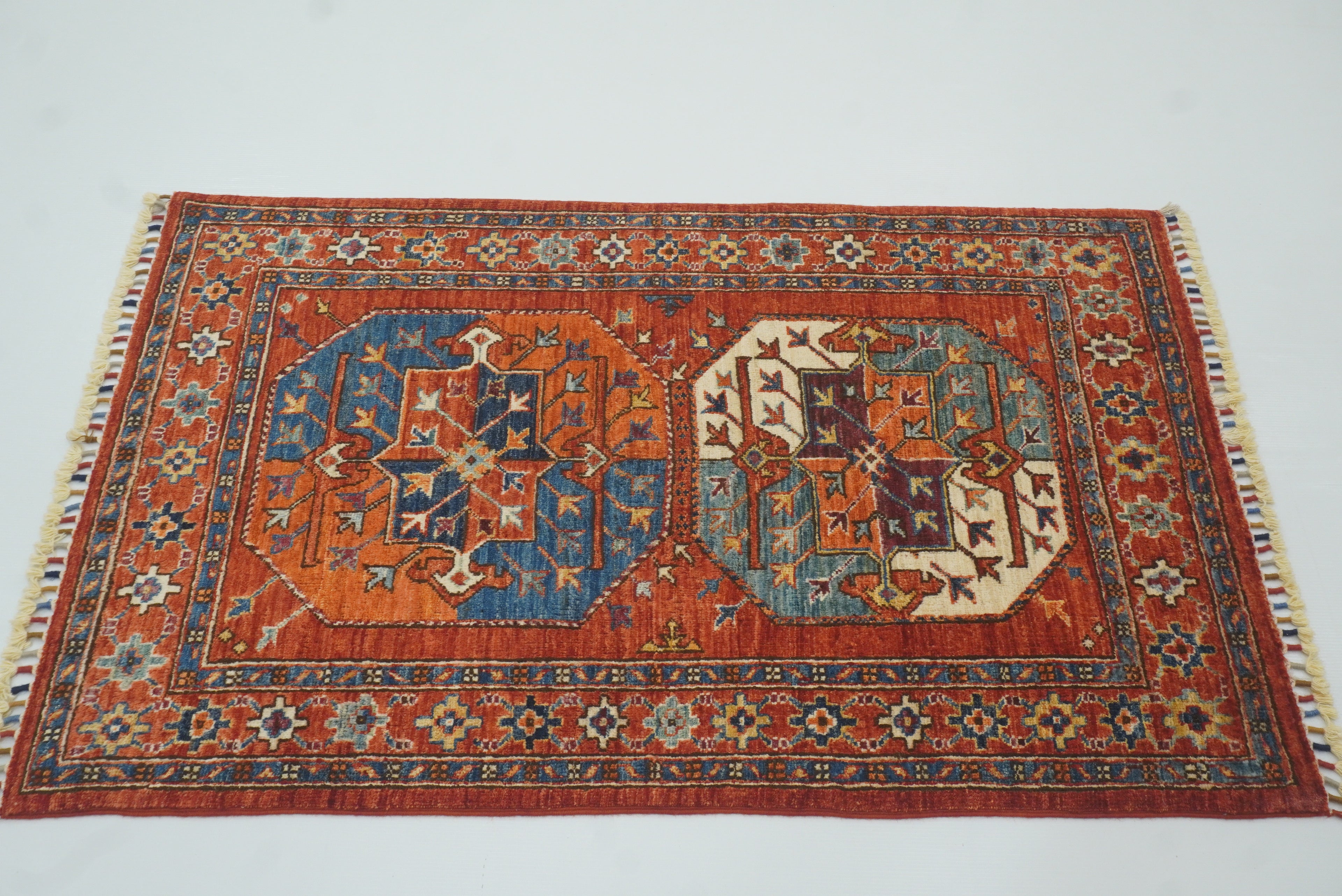 3x4 Red Ersari Hand Knotted Afghan Wool Oriental Rug - Yildiz Rugs