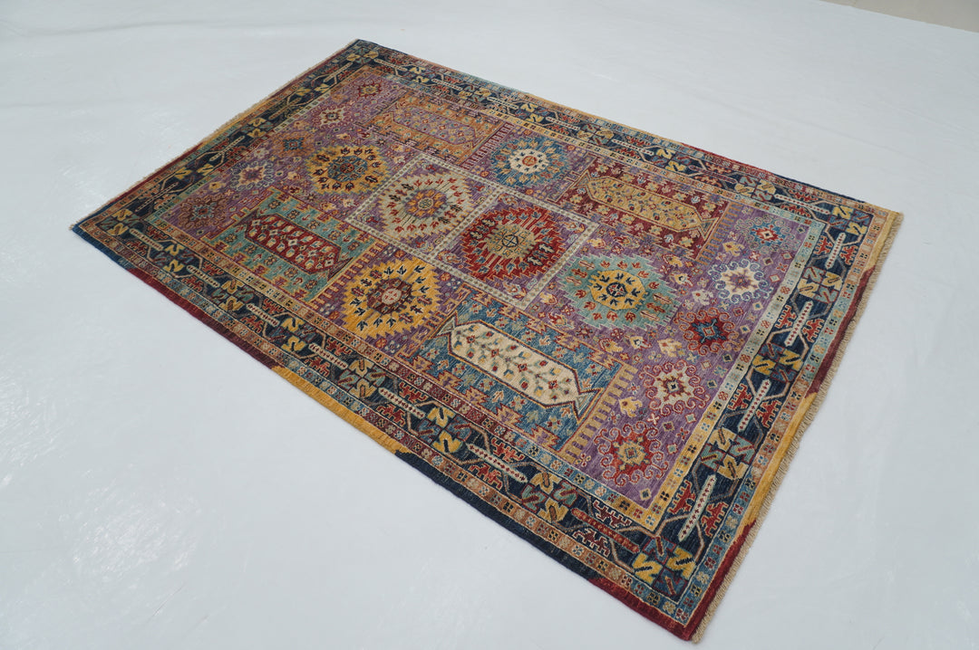 4x6 Purple Baluch Tribal Samarkand Afghan Hand knotted Transitional Rug