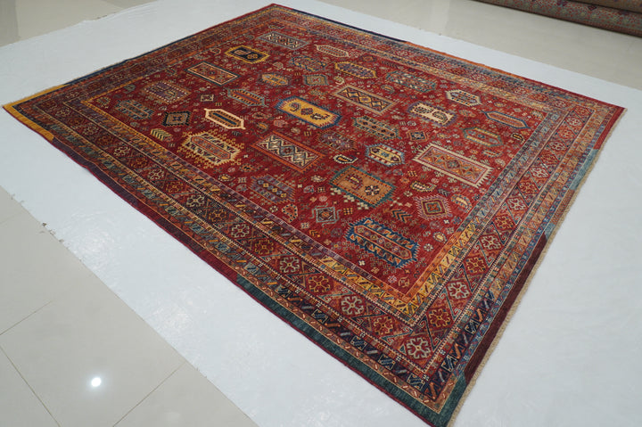 8x10 Red Baluch Afghan Samarkand Rug