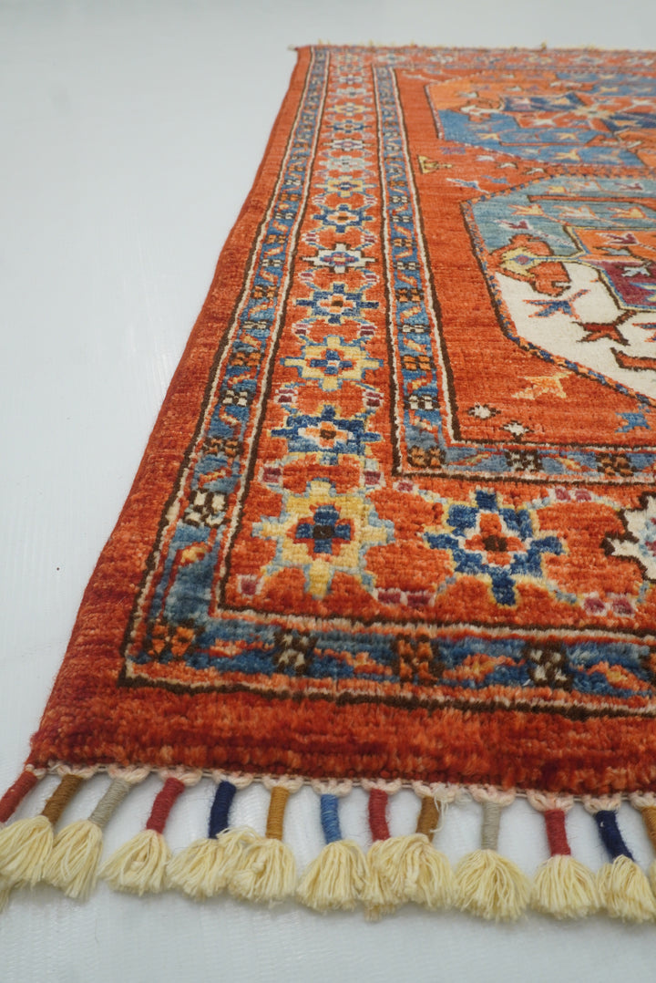 3x4 Red Ersari Hand Knotted Afghan Wool Oriental Rug - Yildiz Rugs