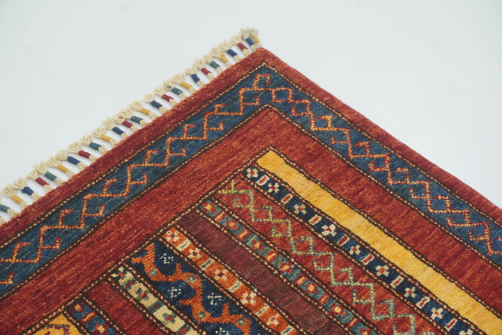 3x4 Red Turkish Style Hand knotted Wool Rug - Yildiz Rugs