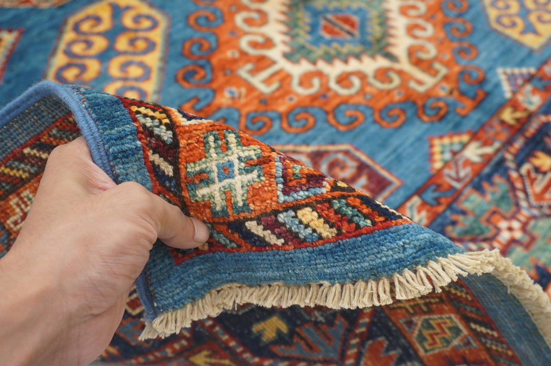 5x7 Blue Kazak Tribal Afghan Hand knotted Wool Oriental Rug