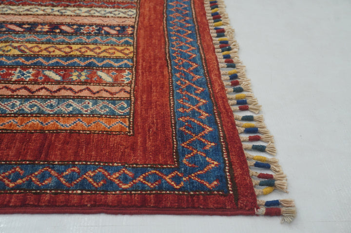 5x5 Red Turkish Square Shawl Hand knotted Rug