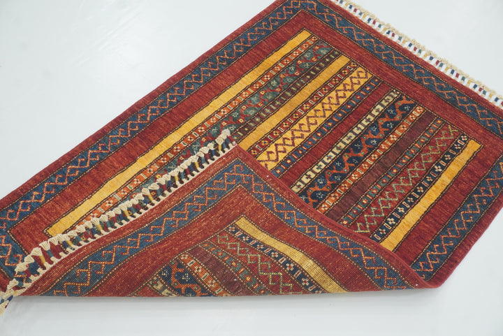 3x4 Red Turkish Style Hand knotted Wool Rug - Yildiz Rugs