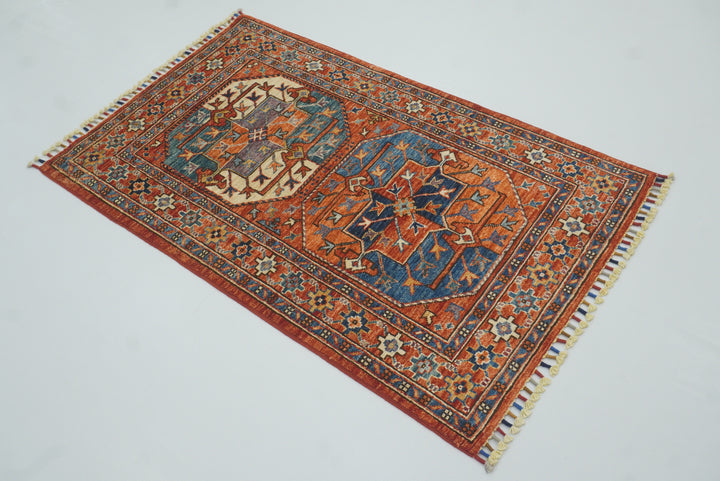 3x4 Red Ersari Hand Knotted Afghan Oriental Rug - Yildiz Rugs