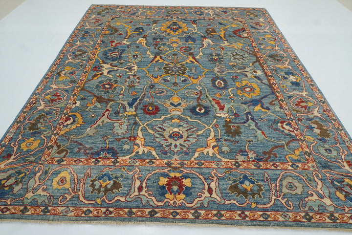 8x10 Blue Oushak Hand knotted Wool Oriental Rug - Yildiz Rugs