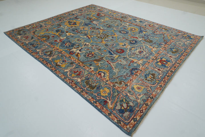 8x10 Blue Oushak Hand knotted Wool Oriental Rug - Yildiz Rugs