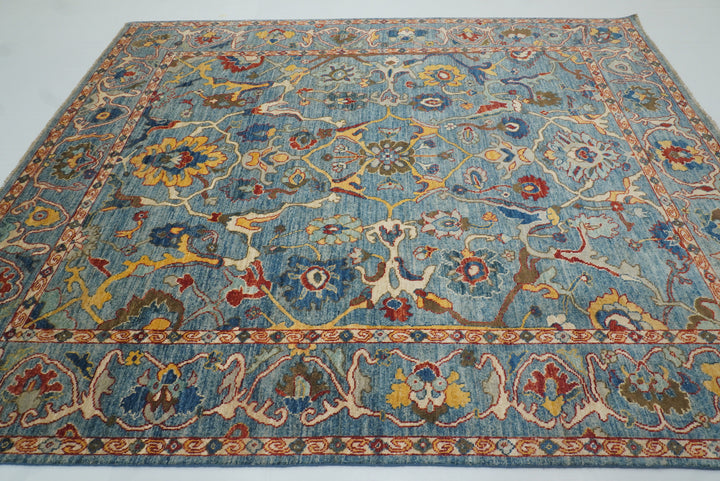 8x10 Blue Oushak Hand knotted Wool Oriental Rug - Yildiz Rugs
