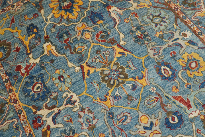 8x10 Blue Oushak Hand knotted Wool Oriental Rug - Yildiz Rugs