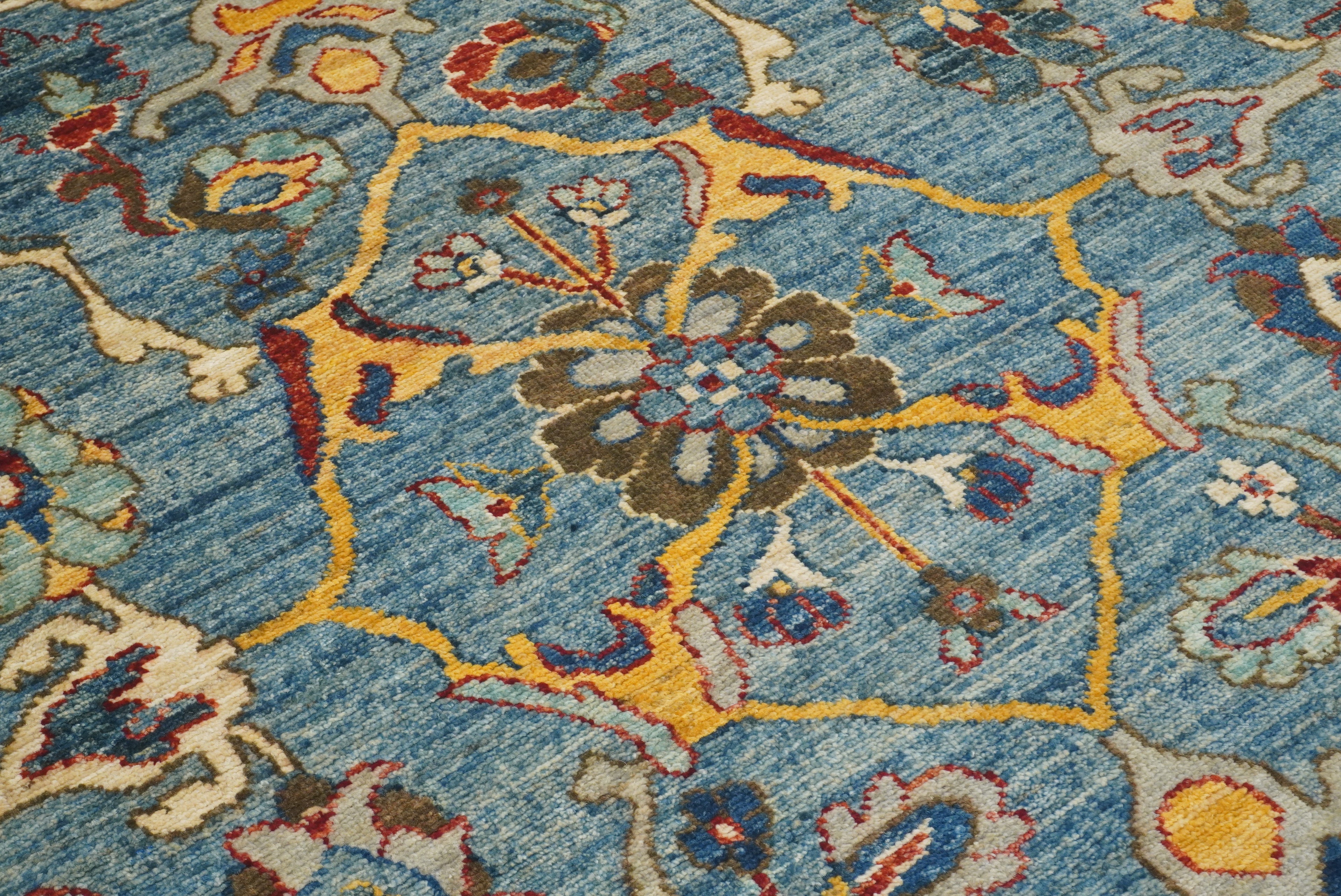 8x10 Blue Oushak Hand knotted Wool Oriental Rug - Yildiz Rugs