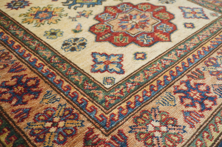 3x5 Beige Afghan Kazak Hand knotted Rug - Yildiz Rugs