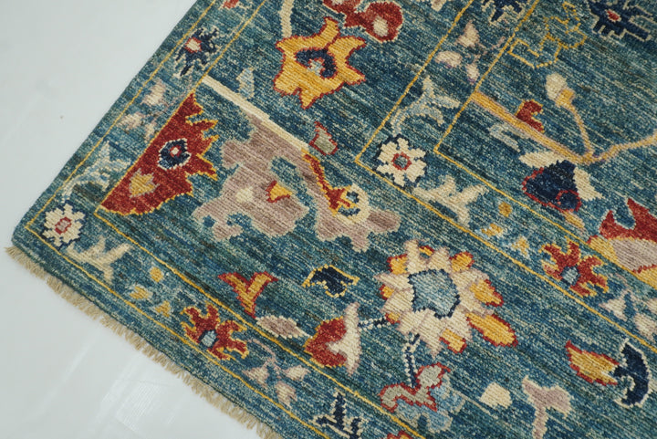 9x12 Teal Blue Oushak Hand-Knotted Turkish Rug - Yildiz Rugs