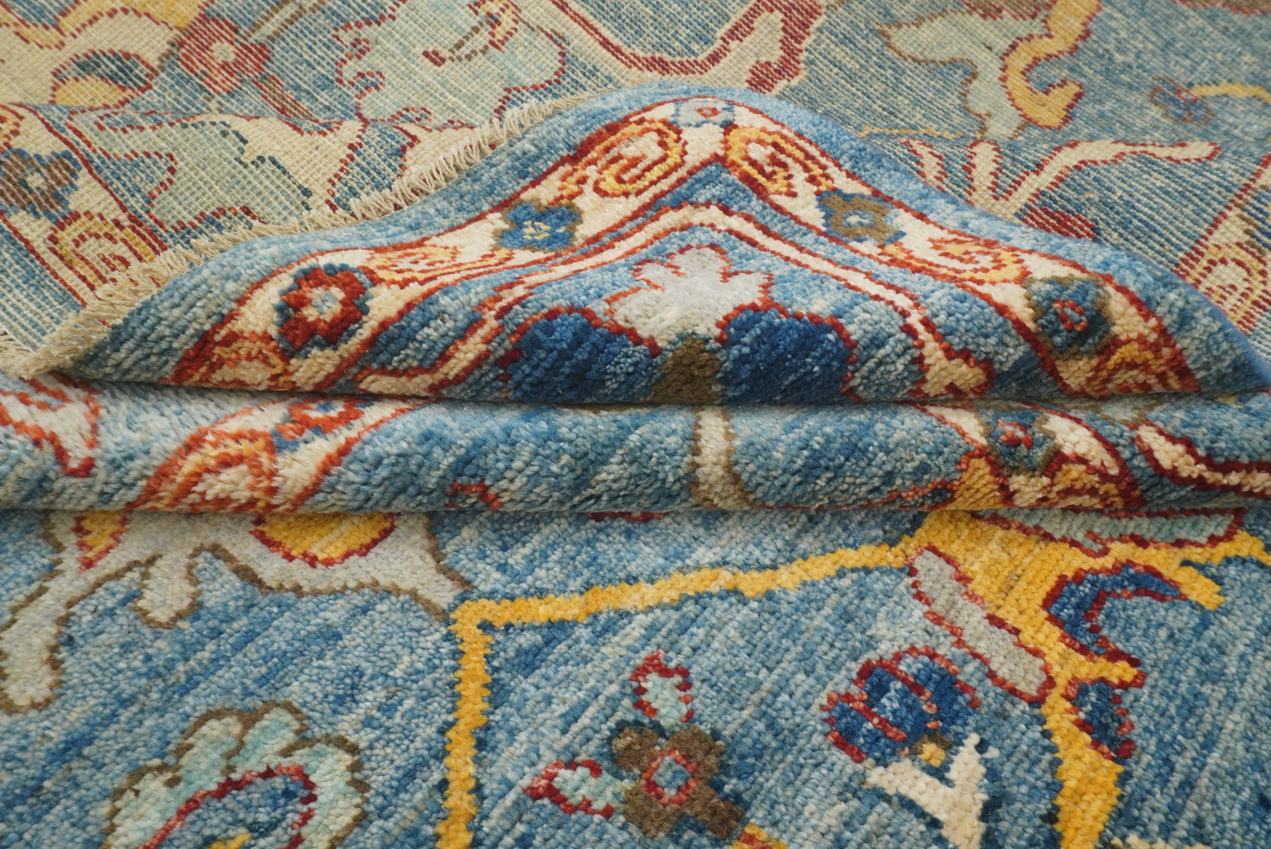 ヨガウエア&ラグ 8x10 Blue Oushak Hand knotted Wool Oriental Rug