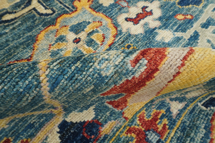 9x12 Teal Blue Oushak Hand-Knotted Turkish Rug - Yildiz Rugs