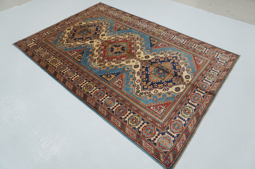 5 x 7 Blue Afghan Shirvan Hand knotted Rug - Yildiz Rugs