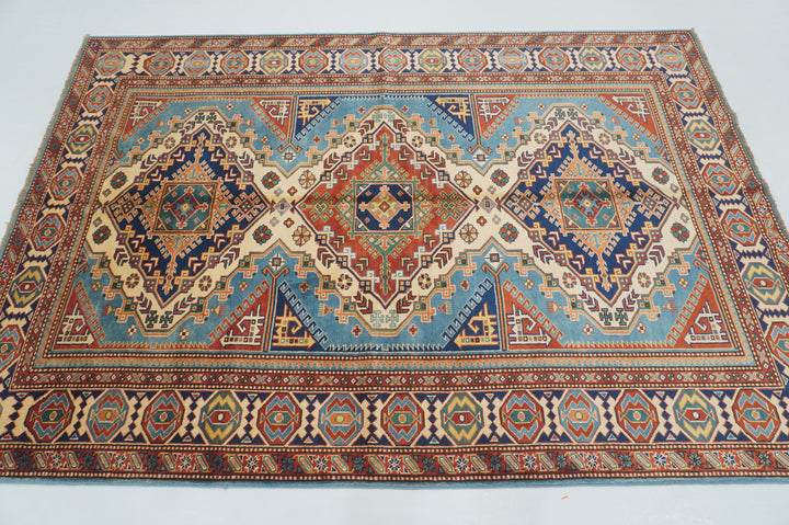 5 x 7 Blue Afghan Shirvan Hand knotted Rug