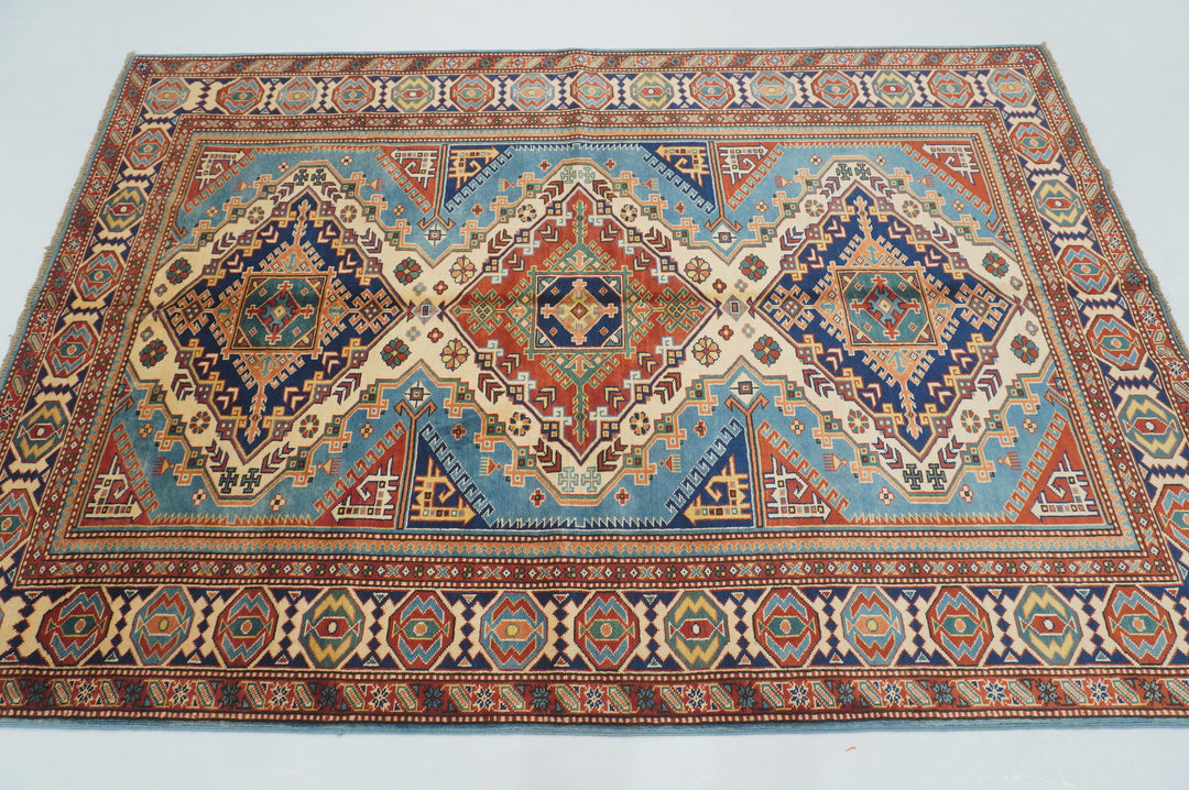 5 x 7 Blue Afghan Shirvan Hand knotted Rug - Yildiz Rugs