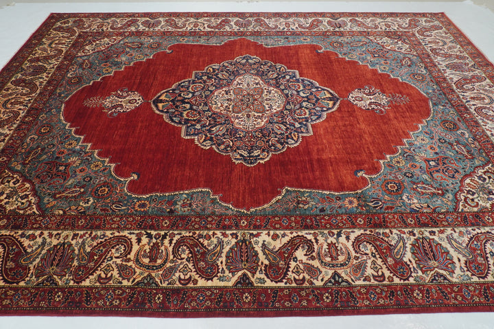 9x12 Red Afghan hand knotted Medallion Oriental Rug