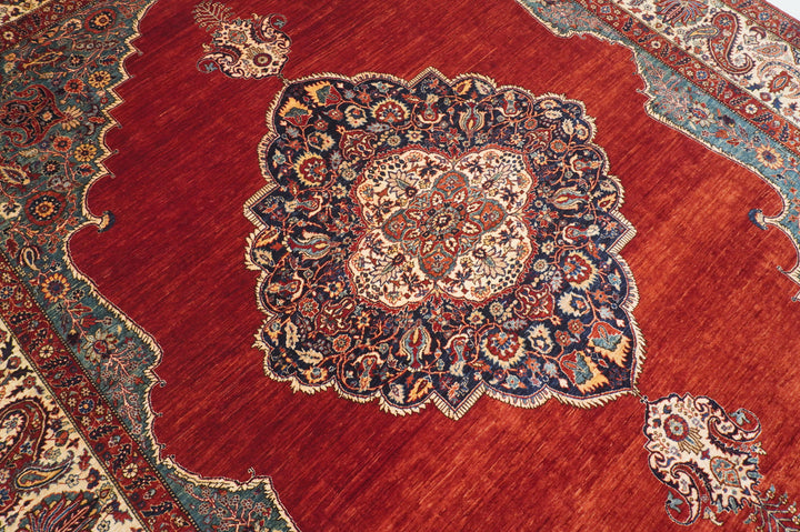 9x12 Red Afghan hand knotted Medallion Oriental Rug